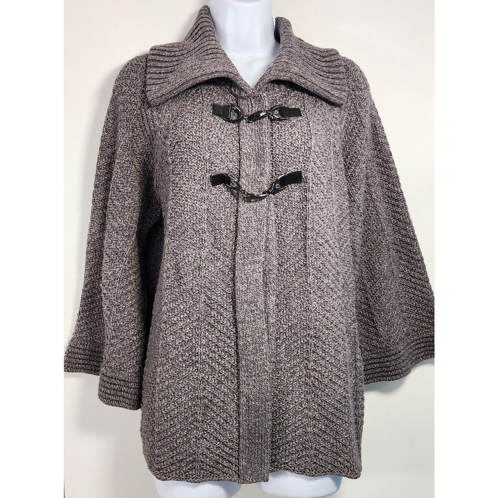 JM Collection Toggle Front Knit Cardigan Sweater XL Gray Cozy
